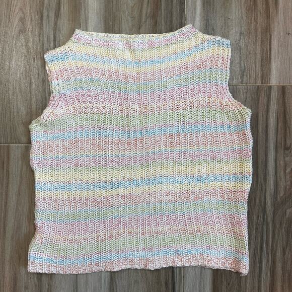 VTG Y2K‎ 90s Crochet Tank Top Multi-color Boho Closed Knit Shirt Hippie festival - Picture 2 of 4